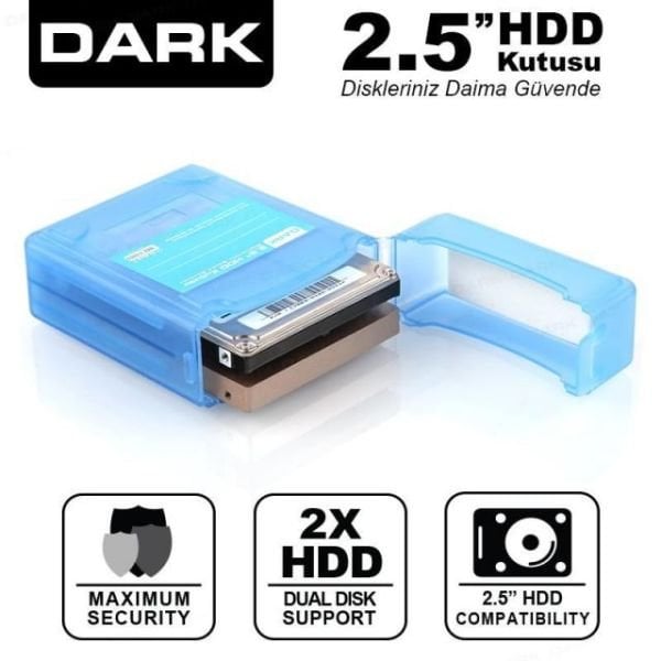 DK-AC-DAK2B 2.5'' Çift Disk Koruma ve Taşıma Kutusu