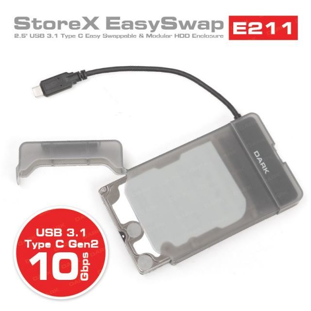 DK-AC-DSE211 2.5'' HDD/SSD DESTEKLİ USB3.1 (TYPE-C) 10GBPS SEFFAF DİSK KUTUSU