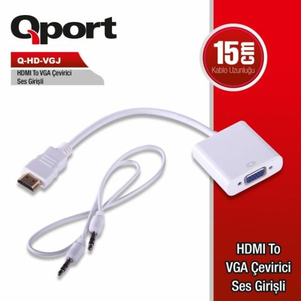 Q-HD-VGJ HDMI To VGA Ses Girişli Çevirici Converter