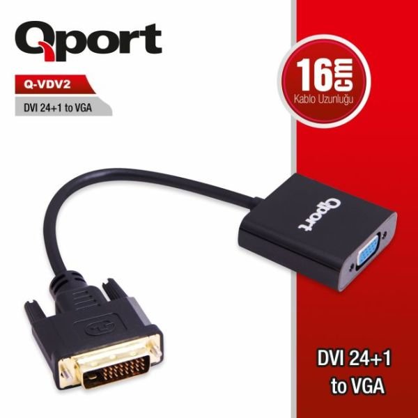 Q-VDV2 DVI 24+1 To VGA Aktif Çevirici
