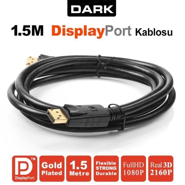DK-CB-DPL150 1.5 Metre DisplayPort Kablo (v1.2 2160P Altın Uçlu)