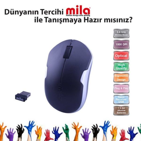 ML361 Kablosuz USB Nano Alıcılı Optik Siyah,Gri Şerit Mouse