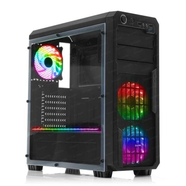 DKCHSENTINELRGB Powersız Pencereli 3x12cm 18x RGB LED Fan ATX Gaming Kasa