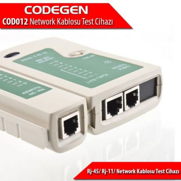 COD012 RJ-45/ RJ-11/ Network Kablosu Test Cihazı (Pil Dahil)