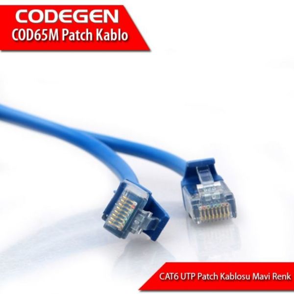 COD65M 5 metre 24AWG 0,51mm CAT6 Utp CCA Mavi Patch Kablosu