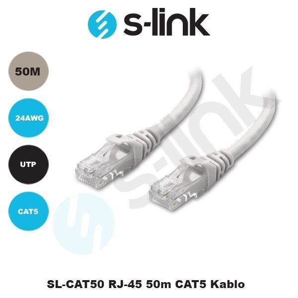 SL-CAT50-RJ-45 CAT5 50M UTP Awg 24 Patch Network Kablosu