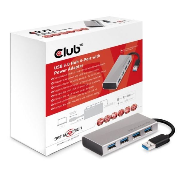 CSV-1431 USB3.0 Hub Güç Adaptörü ile 4 Port Çoklayıcı