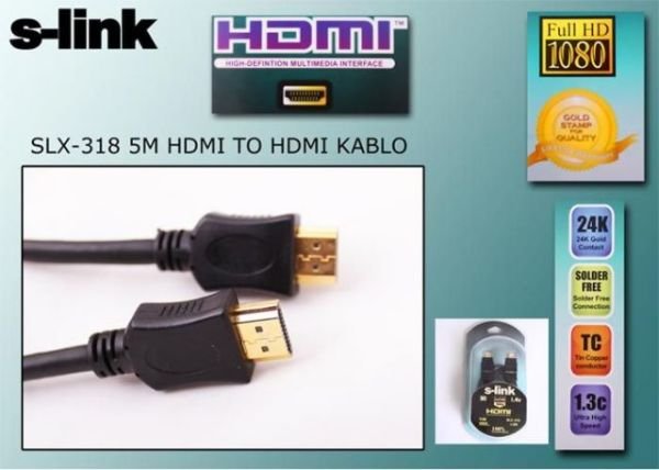 SLX-318 5M v1.4 3D Altın Uçlu HDMI Görüntü Kablosu