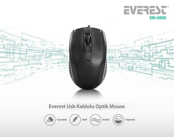 SM-580U USB Optik Siyah Mouse