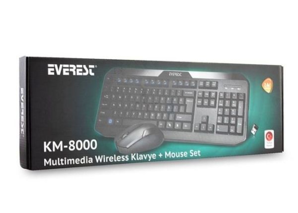 KM-8000 Siyah Kablosuz Q Multimedia Klavye,Mouse Set