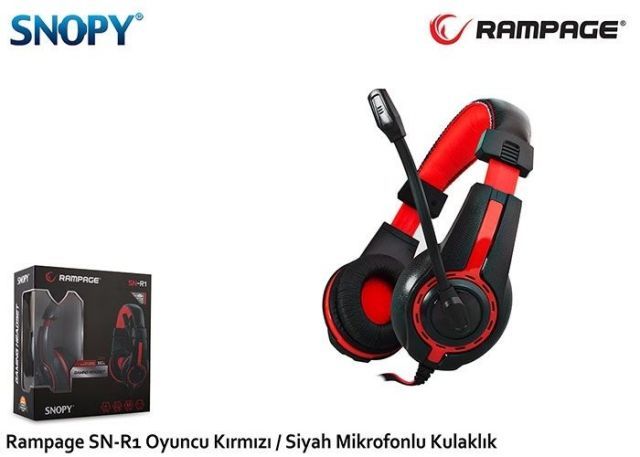 SN-R1K Kablolu Mikrofonlu Kırmızı-Siyah Gaming Kulak Üstü Kulaklık