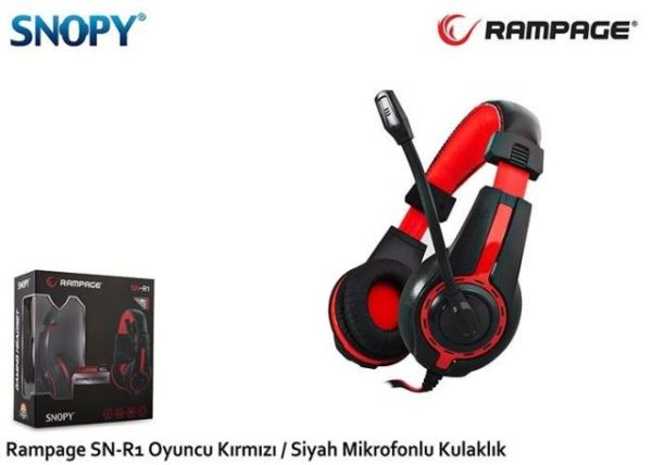SN-R1K Kablolu Mikrofonlu Kırmızı-Siyah Gaming Kulak Üstü Kulaklık
