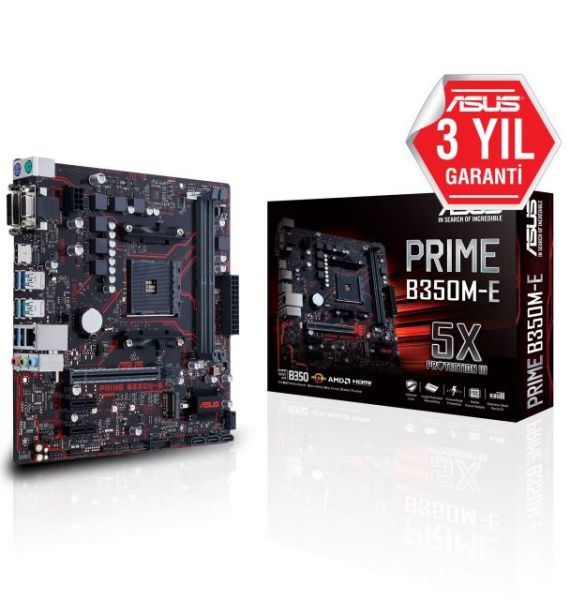 PRIME-B350M-E AMD B350 AM4 DDR4 2666MHz HDMI/DVI/VGA Anakart
